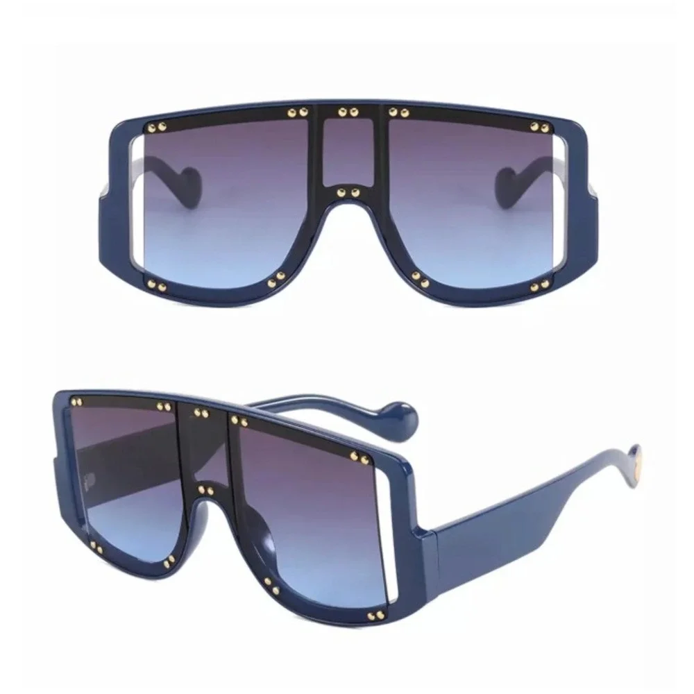 Oversized‎ XXL Shield Sunglasses Studded Accents Fashion Statement Women Luxury